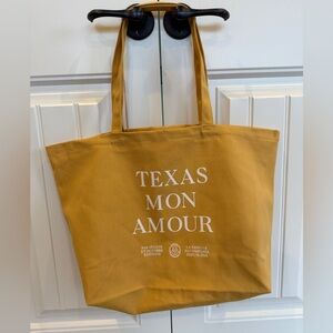 Sezane Yellow Canvas Texas Mon Amour Tote Bag